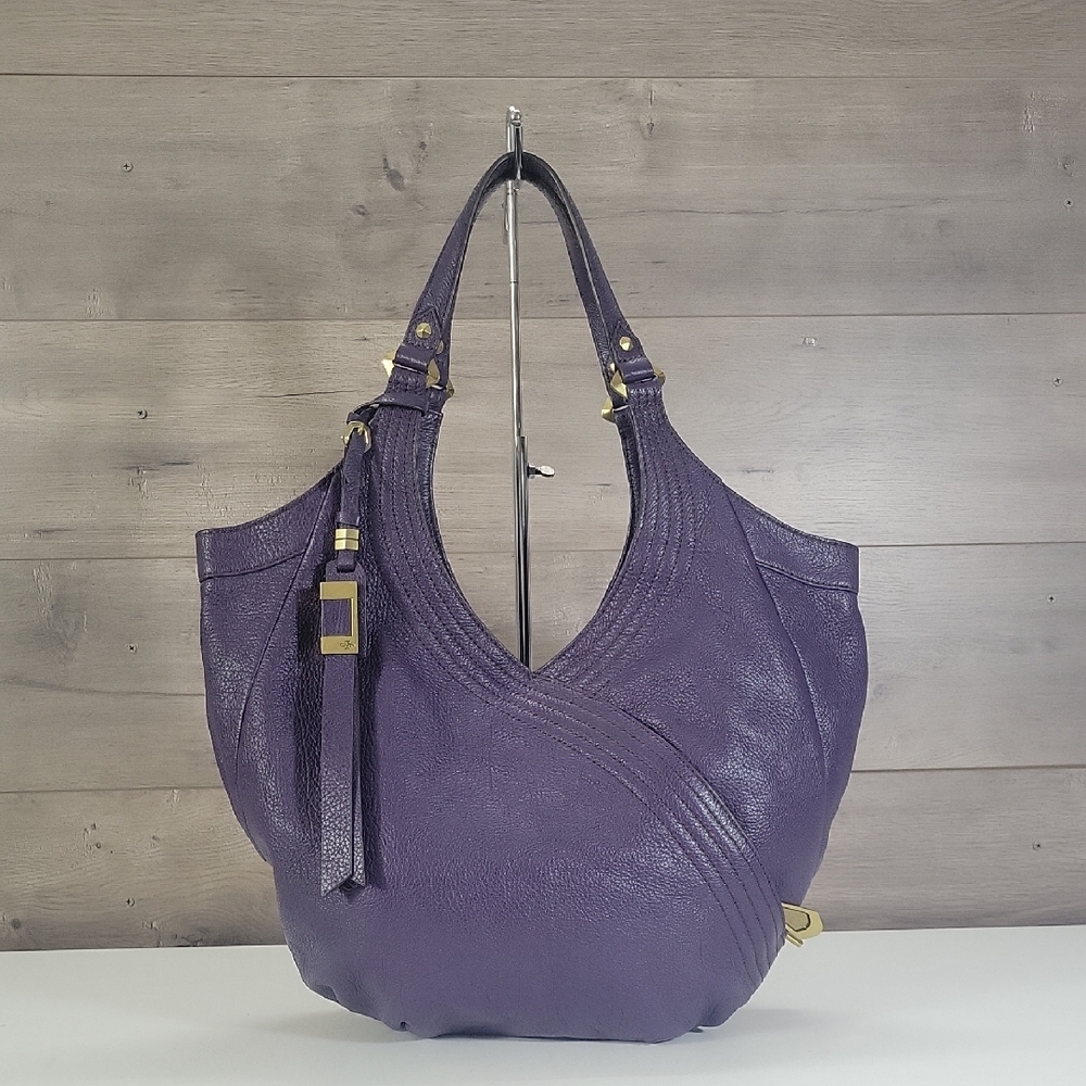 orYANY Purple Leather Hobo Bag with Tassel